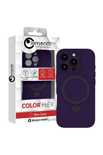 lemontti Liquid Silicon MagSafe iPhone 16 Pro case, with stand, Purple