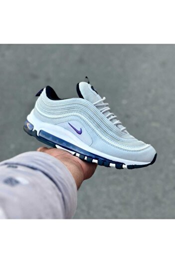 style iconic White & Purple Air Cushion Sneakers – Reflective Wave Edition
