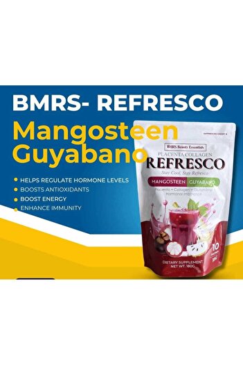 BMRS Refresco Mangosteen/Guyabano Placenta+Collagen+Glutathione Hormonal Imbalance 10 sachets