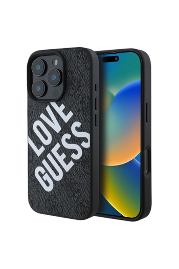 Guess Case Leather 4G Big Love Logo MagSafe iPhone 16 Pro Black