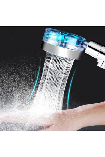 G Glixicom Shower Head with Propeller and Turbo Jet in Chromed ABS Stainless Steel Screen 360 Degree Rotating Head and B