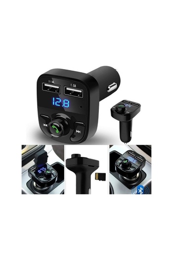 OEM X8 Car FM Modulator – Bluetooth, 2x USB 3.1A, Fast Charging, Voltmeter, Blue LCD Display