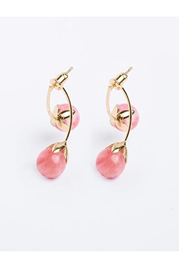 Jimmy Key Pink Cherry Figured Enamel Detailed Earrings