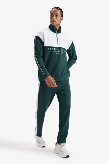 DeFacto Defactofit Boxy Fit High Neck Half Zip Printed Athlete Sweatshirt F0198Ax25Au