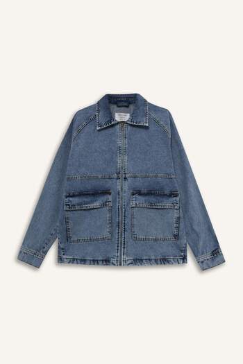 DeFacto Jachetă din denim cu fermoar Relax Fit F0097AX25AU