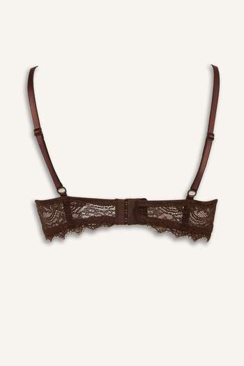 DeFacto Lace-Up Lace Cupless Non-Padded Underwire Balconette Bra Fall in Love F7024Ax25Wn