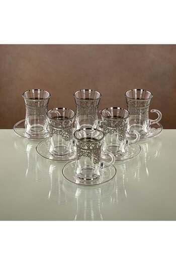 Radin Almarjan Tea Set Clear & Silver 18 pieces