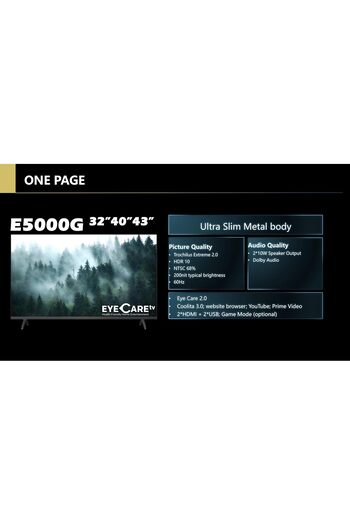 Skyworth 43 Inch FHD TV Coolita Google TV - 1-year manufacturer's warranty (43E5000G)