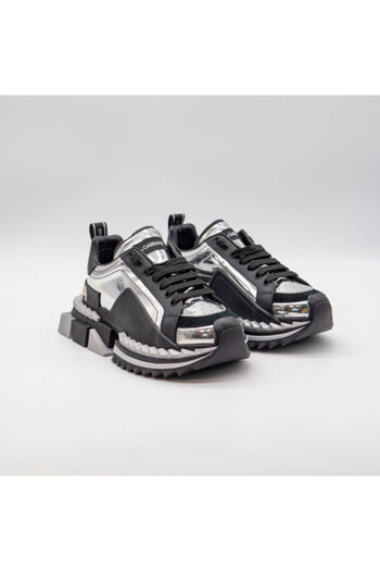 Dolce&Gabbana DOLCE GABBANA TWO-TONE BLACK AND WHITE SUPER KING SNEAKERS