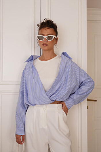 SeninOlsun Blue Self-Adhesive Blouse