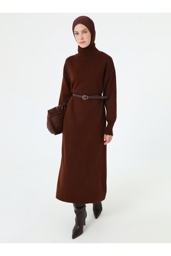 Refka Knitwear Hijab Dress - Brown -