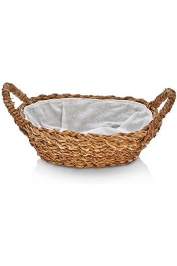 STOREMAX Goldwhirl Handmade Multi-Purpose Decorative Oval Basket with Wicker Handles, Bread Basket with Wicker Handles (27X18X8