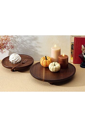 STOREMAX Goldwhirl Acacia Footed Presentation Plate 24 cm Trendflash 467437