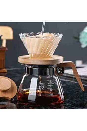 STOREMAX Coffee tea pitcher with wooden handle 600 ml suitable for v60