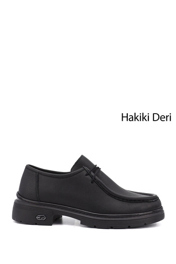 GÖNDERİ(R) Women's / Girls' Black Lace-Up Genuine Leather Comfort Shoes