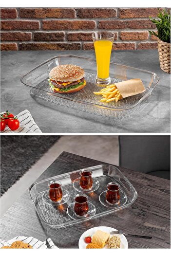 STOREMAX Acrylic Unbreakable Transparent Serving Tray (Rectangular) 44X30X5Cm - Acrylic Unbreakable Tray This