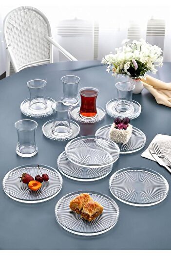 STOREMAX Goldwhirl 18 Piece Tea Set - Cake Plate, Tea Cup, Saucer - Simple Modern Breakfast Tableware