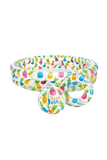 Intex Inflatable Portable Lightweight Compact Pineapple Printed Sun Beach Pool Ball Ring 132x28cm