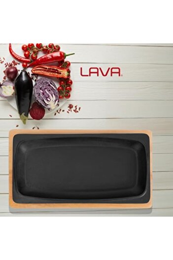 STOREMAX Goldwhirl Cast Iron Serving Plate, 30X15 cm with Wooden Base - Lv as 172 Trendflash 467437