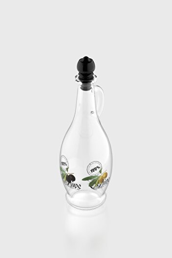 Renga Kibele Patterned 750 ml Glass Oil Bottle with Black Lid 152044