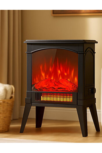 TOSCANA U 1800W Electric Decorative Fireplace with 2 Heat Levels and Realistic 3D Flame Effect,