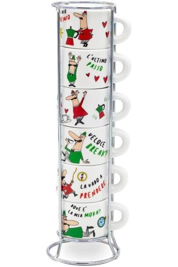 STOREMAX Goldwhirl - Set of 6 Stackable Cappuccino Cups - Colored - Trendflash 467437