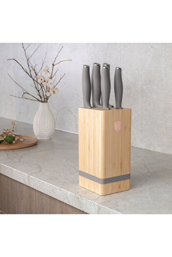 Other BERLINGER HAUS BH-2974 TAUPE KNIFE SET IN BAMBOO BLOCK
