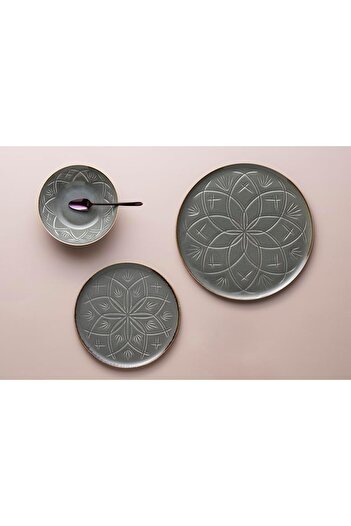 STOREMAX Goldwhirl Christina Dark Gray 3 Piece Single Dinner Set Trendflash 467437