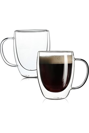 STOREMAX Goldwhirl 350ml Double Layer Glass with Handle Trendflash 467437