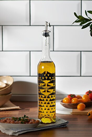 Renga Hena Vinegar Patterned 500 ml Glass Vinegar Bottle with Metal Lid 152020