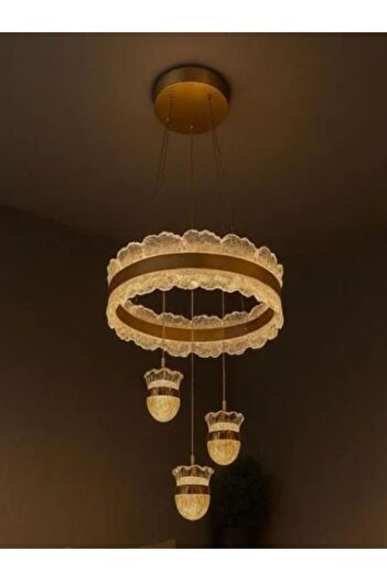 Un Modern acrylic chandelier, 50 cm, two-tone gold, 3 LED lights