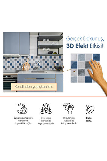 Stickez Tiles 3d Kendinden Yapışkanlı Duvar Karosu 30,5 cm x 30,5 cm (4 ADET) 0,371 m²