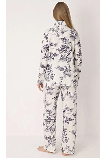 NBB Kadın % 100 Viskon Gömlek Yaka Pijama Takım