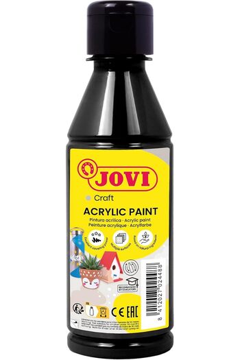 Jovi Jovidecor Acrylic Paint, High Coverage, for All Surfaces, Water-Based, 1 Bottle of 250 ml, Blac