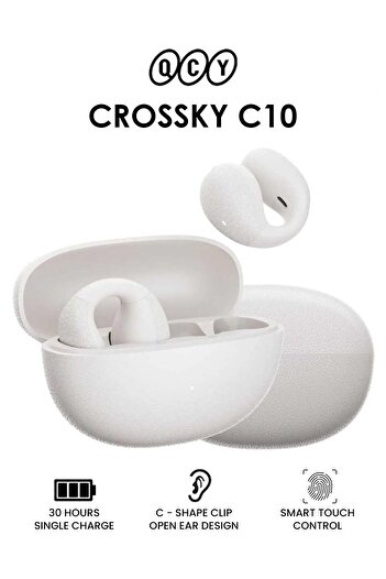 QCY Crossky C10 Open-Ear Earbuds, Wireless Clip-On Earphones Bluetooth 5.4, Comfortable Stable Fit,
