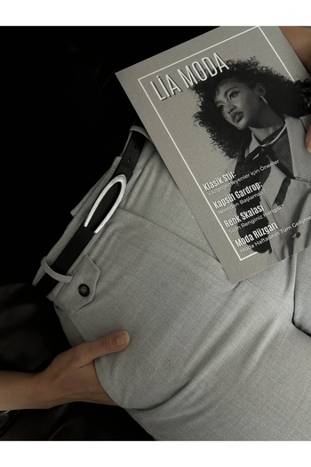 LİA KEMER Silver Buckle Women's Waist Belt with Oval Accessories, Casual Belt, Jacket Belt, Pants Belt