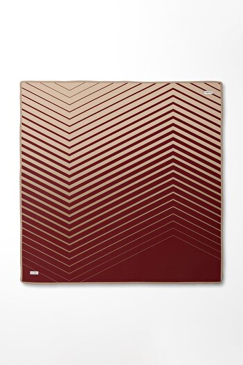 Levidor Burgundy Stripe Patterned Twill Silk Scarf