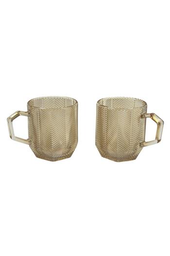 MOSTAFA Set of 2 clear glass cups, suitable for hot and cold drinks, 270 ml
