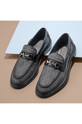 BMoD Men's black loafers with a metallic accessory MOD11650