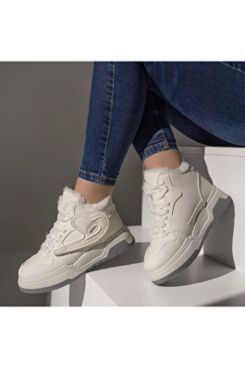 BMoD Women's white sport boots with a thick sole MOD10855