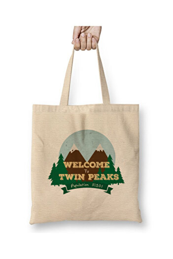 Toyaso Καλώς ήρθατε στην Twin Peaks Λευκή υφασμάτινη τσάντα με μακριά λαβή Τσάντα αγορών Τσάντα παραλίας