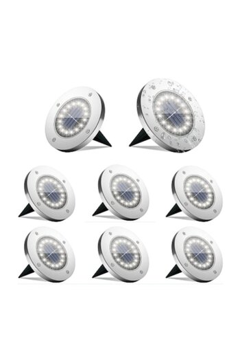 WELUVFIT Set of 8 Solar Ground Lights, Weluvfit, G5413-W, Water Resistant, Warm White