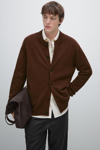 Massimo Dutti %100 yün triko bisiklet yaka hırka