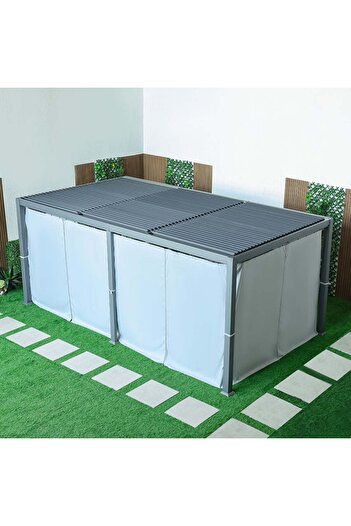 Danube Home Metro Aluminium Pergola 3x5.4M - Grey Outdoor Gazebo with Olefin Canopy, 2 Year Warranty