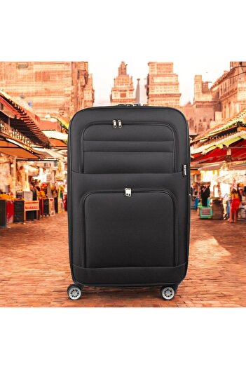 Naimeed Company Travel Trolley Bag Small, Naimeed D5992, 4 Wheels, Textile Material, Coded Lock, Black, 37x24x55cm