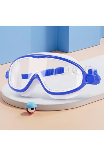 Haizid Children's Swim Goggles, Diver Model, Wide Field of View, Adjustable Silicone Strap, Light Blue