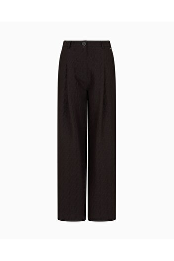 Armani Exchange Kadın Siyah Pantolon Logo Monogram Detaylı Regular Kesim XW000564_AF12058_FC043