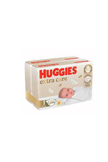 Huggies Extra Care Diapers 1 Jumbo, 2-5 Kg, 100 Pcs