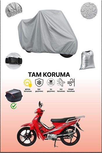 dokaca Gray Rear Bag Compatible Mondial 100 Mfh Compatible Motorcycle Cover, Protective Cover