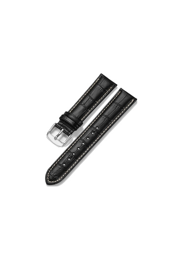 FADO & Genuine Black Leather Watch Band Compatible with Every Watch 22 mm (294) White Stitching